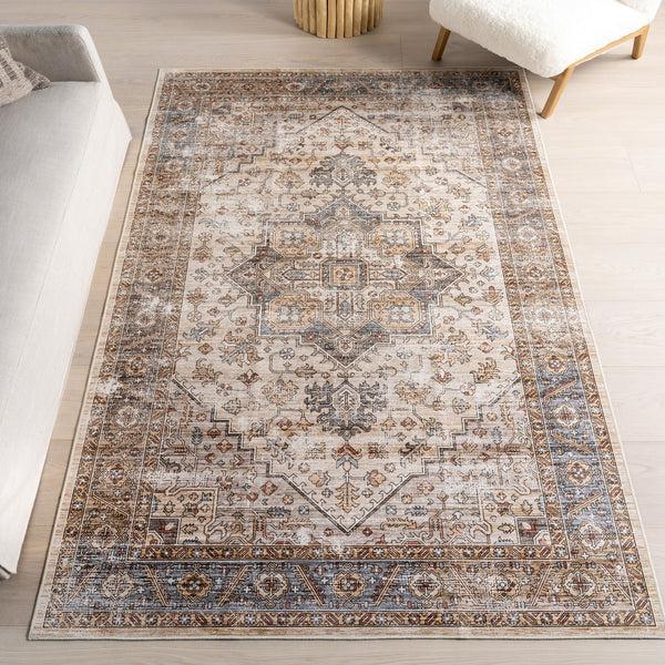 Nuloom Purnima Medallion Spill Proof Machine Washable Area Rug Ivory