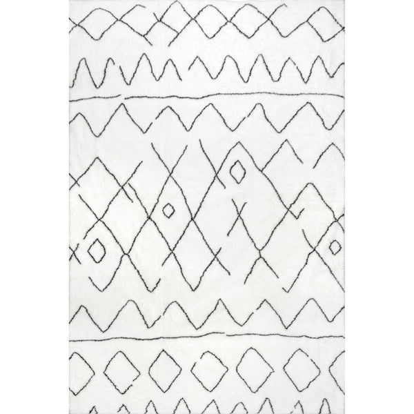 nuloom Rae Abstract Stripes Machine Washable Shag Area Rug Black