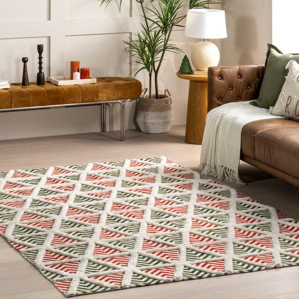 Nuloom Raleigh High-Low Holiday Geometric Area Rug Red