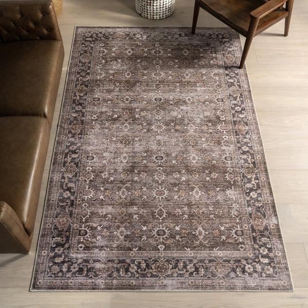 Nuloom Rania SplashGuard Medallion Machine Washable Area Rug Brown