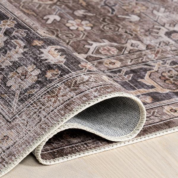 Nuloom Rania SplashGuard Medallion Machine Washable Area Rug Brown