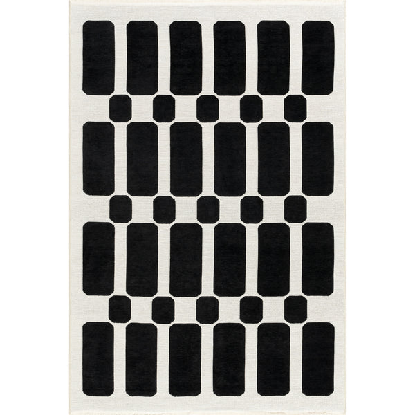 nuloom Rashana SuperioWash Geometric Reversible Machine Washable Area Rug Black/Cream