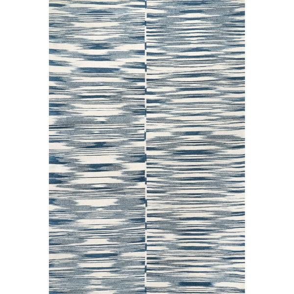 nuloom Reba Handmade Abstract Striped Wool-Blend Flatweave Area Rug Blue