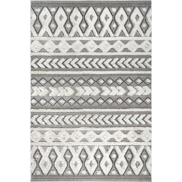 nuloom Rebecca High Low Textured Shaggy Area Rug Grey