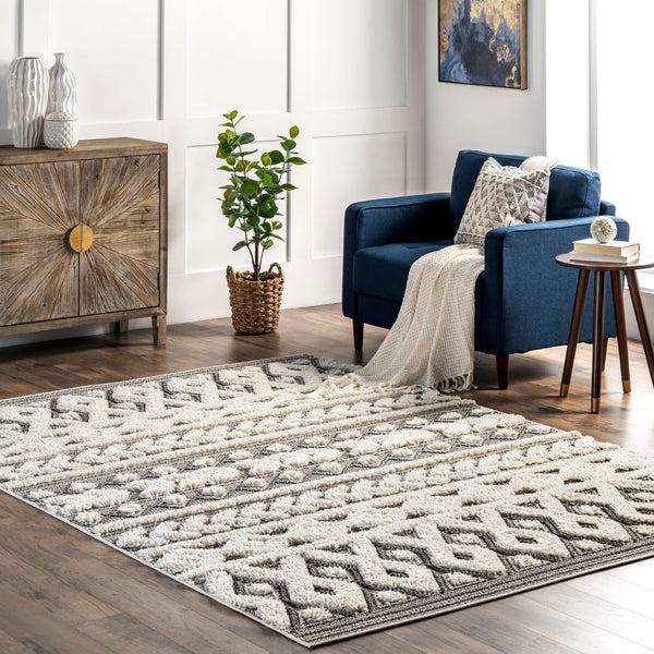 Nuloom Rebecca High Low Textured Shaggy Area Rug Grey