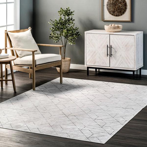 Nuloom Regan Modern Geometric Machine Washable Area Rug Light Gray