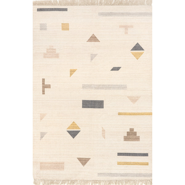 nuloom Reine Geometric Symbols Tasseled Area Rug Ivory