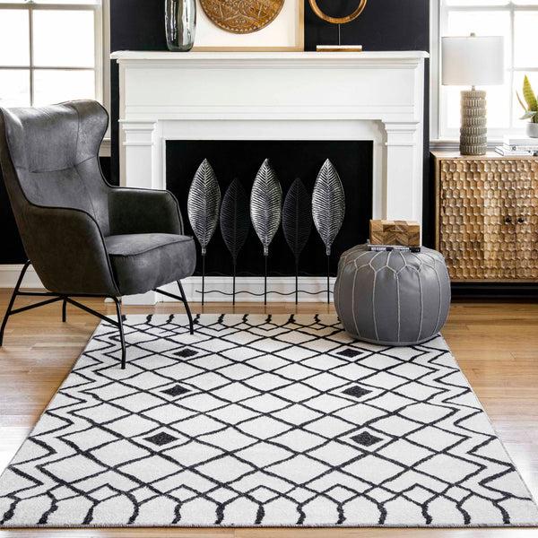 Nuloom Remi Diamond Lattice Area Rug Black And White