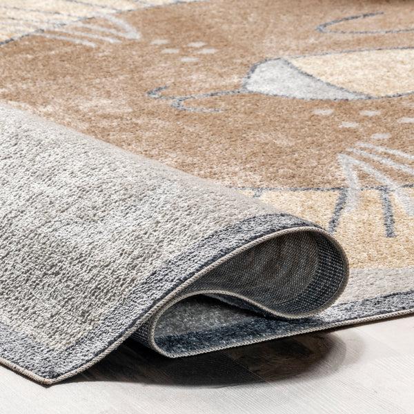 Nuloom Remi Lion Kids Machine Washable Area Rug Beige