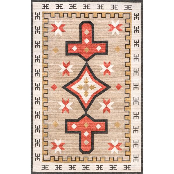 Nuloom Remy Bold Geometric Machine Washable Area Rug Brown