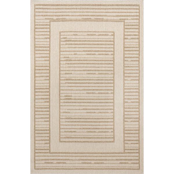 nuloom Rickie Solid Striped Indoor/Outdoor Area Rug Beige