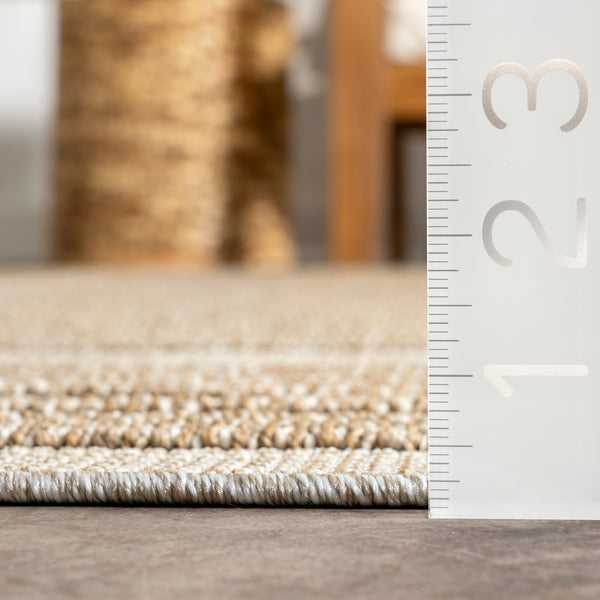Nuloom Rickie Solid Striped Indoor/Outdoor Area Rug Beige
