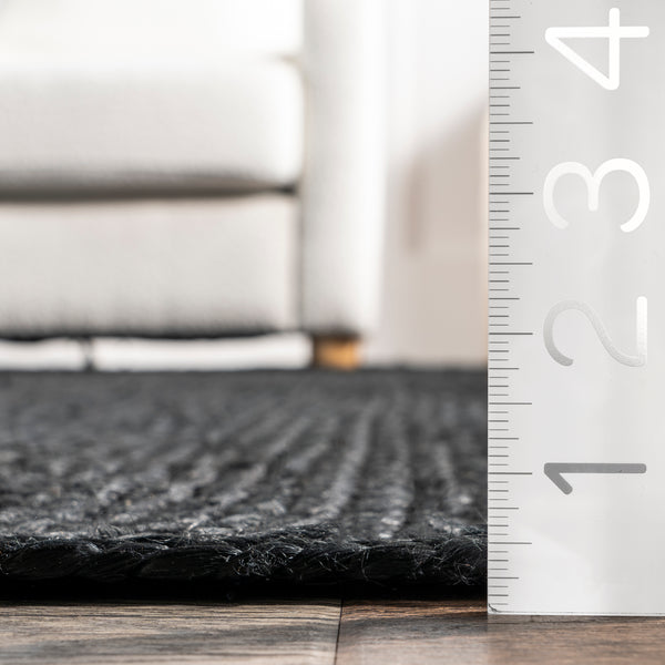 Nuloom Rigo Hand Woven Farmhouse Jute Area Rug Black