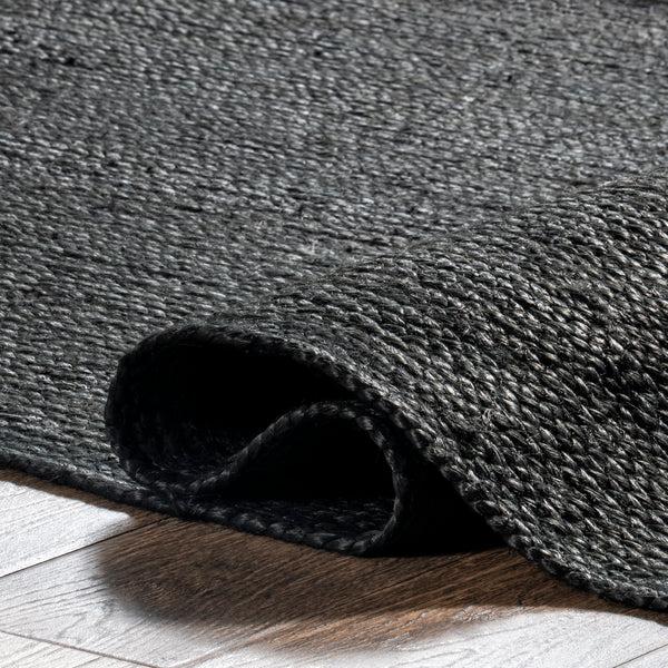 Nuloom Rigo Hand Woven Farmhouse Jute Area Rug Black