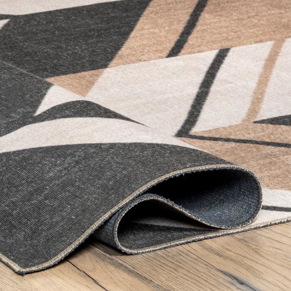 Nuloom Rita Chevron Machine Washable Area Rug Beige