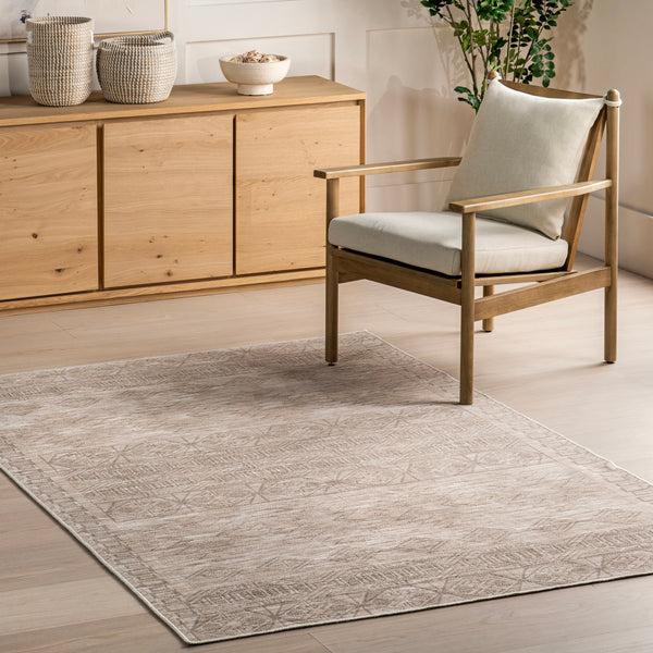 Nuloom Riya Geometric Machine Washable Area Rug Beige
