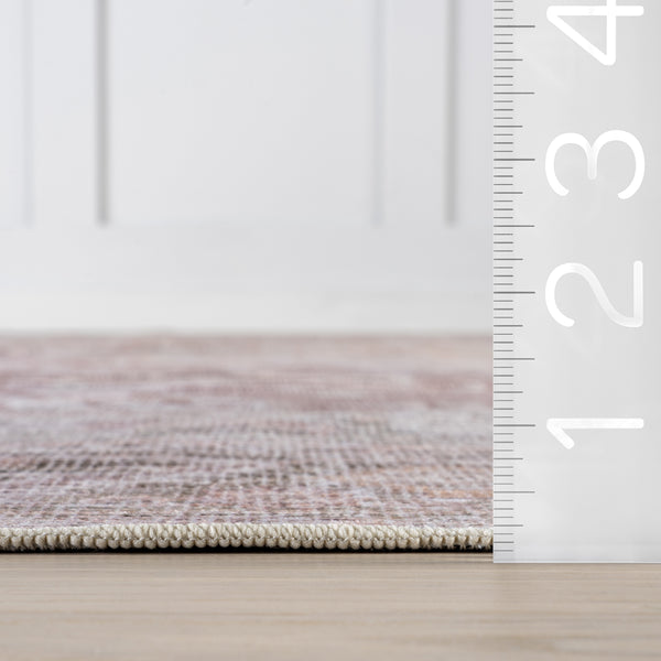 Nuloom Rora SplashGuard Medallion Machine Washable Area Rug Pale Pink