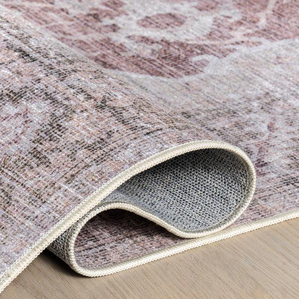 Nuloom Rora SplashGuard Medallion Machine Washable Area Rug Pale Pink