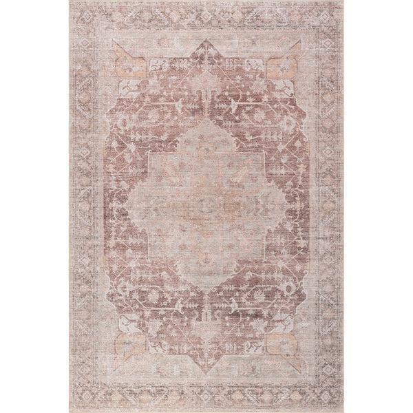 nuloom Rora SplashGuard Medallion Machine Washable Area Rug Pale Pink