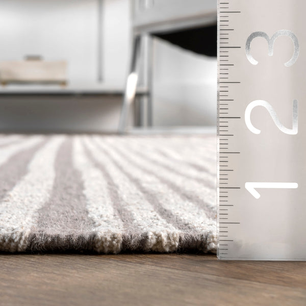 Nuloom Rose Stripe Cotton Flatweave Tassel Area Rug Light Grey