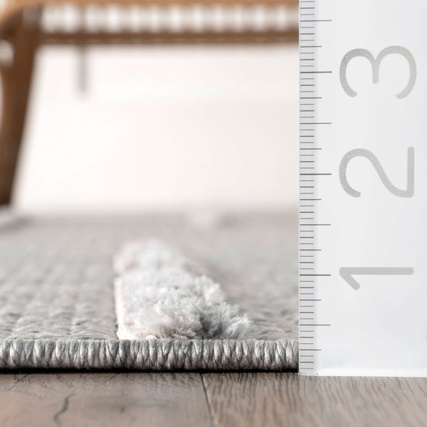 Nuloom Roselia Transitional Lined Tasseled Area Rug Light Gray