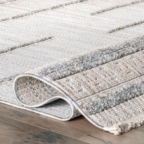 Nuloom Roselia Transitional Lined Tasseled Area Rug Light Gray