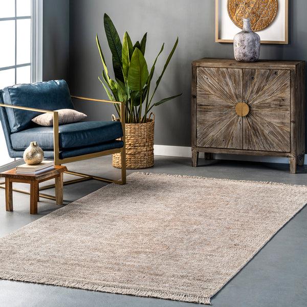 Nuloom Rosia Traditional Persian Tasseled Area Rug Khaki