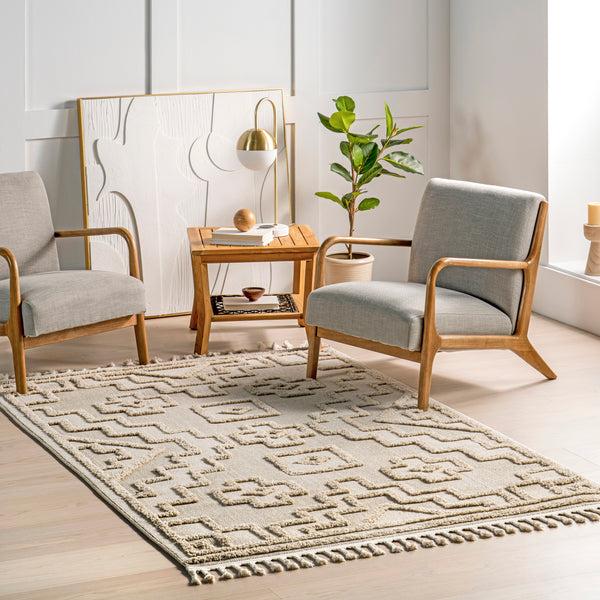 Nuloom Roslin Moroccan High-Low Tasseled Area Rug Beige