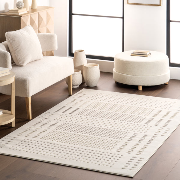Nuloom Rowyn Geometric Machine Washable Area Rug Cream