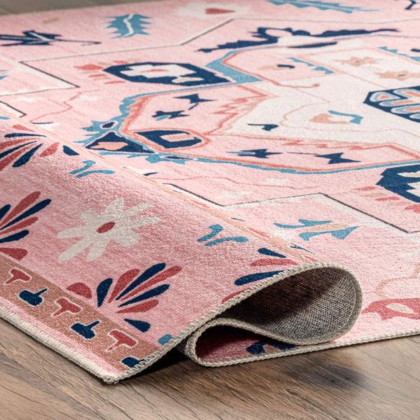 Nuloom Roxanna Machine Washable Boho Floral Area Rug Pink