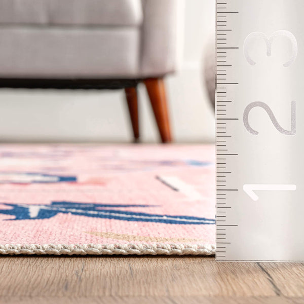 Nuloom Roxanna Machine Washable Boho Floral Area Rug Pink