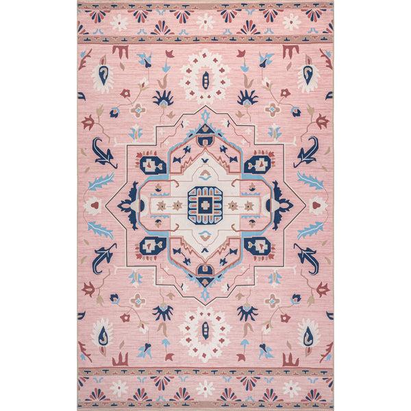 nuloom Roxanna Machine Washable Boho Floral Area Rug Pink
