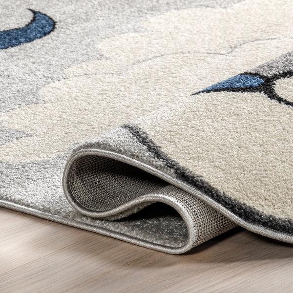 Nuloom Ryder Sleeping Bear Kids Area Rug Light Grey