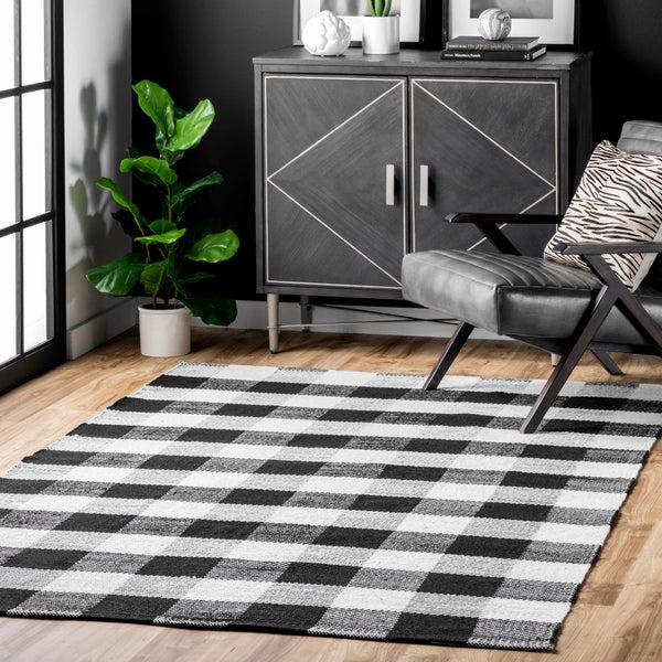 Nuloom Rylie Buffalo Plaid Flatweave Area Rug Black
