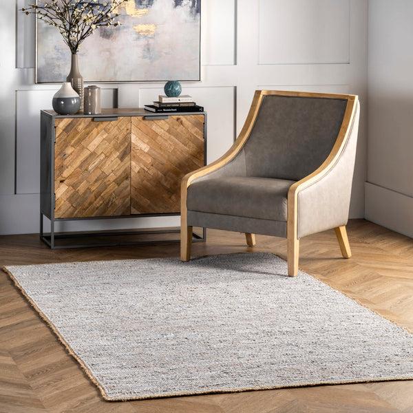 Nuloom Sabby Hand Woven Leather Flatweave Area Rug Grey