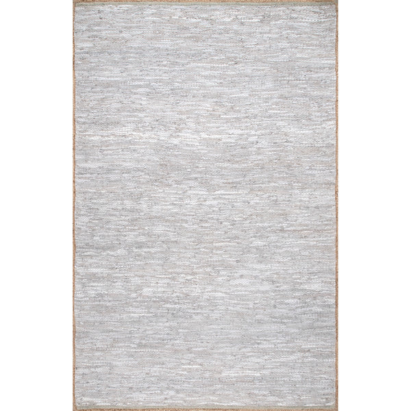 Nuloom Sabby Hand Woven Leather Flatweave Area Rug Grey