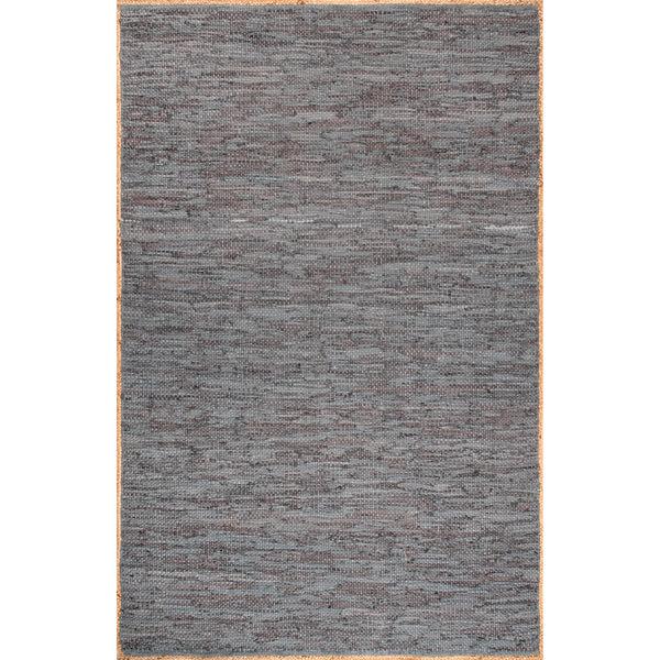 nuloom Sabby Hand Woven Leather Flatweave Area Rug Grey