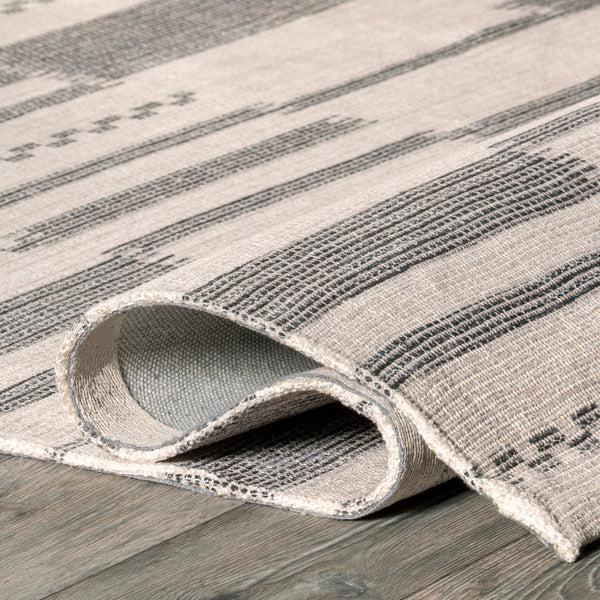 Nuloom Sabine Striped Steps Cotton Area Rug Dark Gray