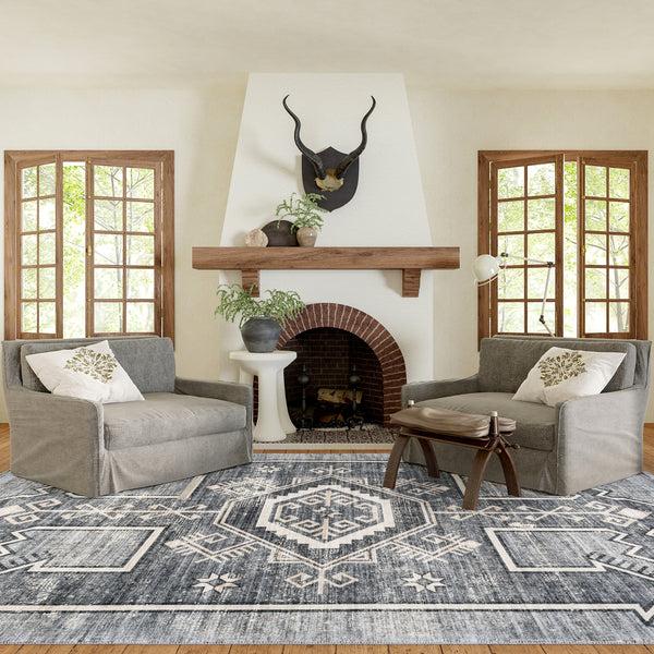 Nuloom Sagebrush Geometric Machine Washable Area Rug Grey