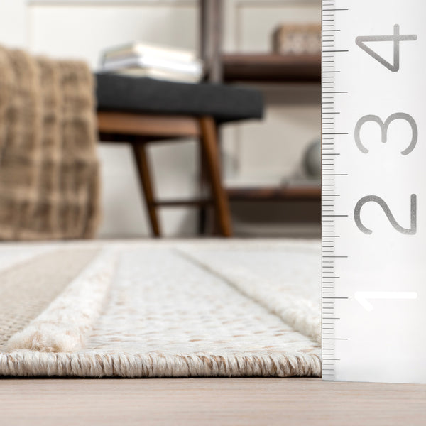Nuloom Sakura Abstract Swirls Fringe Area Rug Ivory