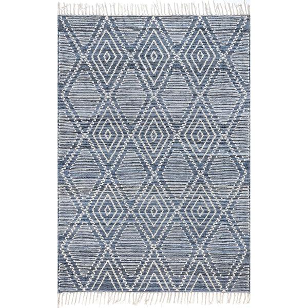 nuloom Salley Hand Woven Cotton-Blend Textured Coastal Tassel Area Rug Blue