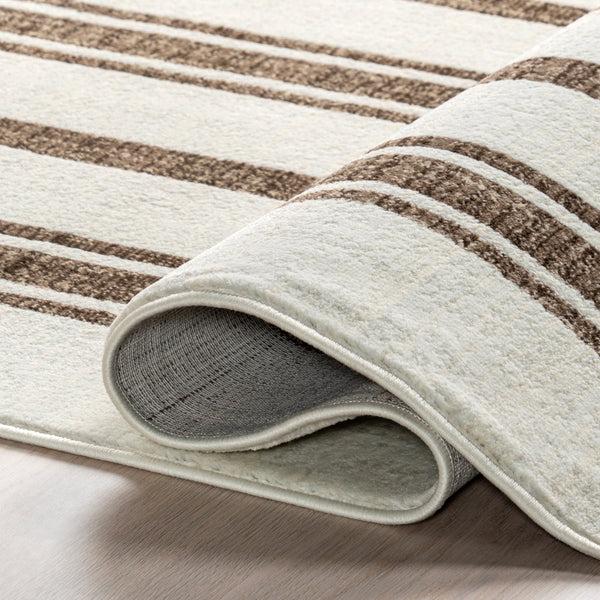 Nuloom Salome Farmhouse Striped Fringe Area Rug Brown