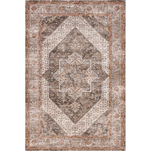 nuloom Sanna Distressed Medallion Machine Washable Area Rug Brown