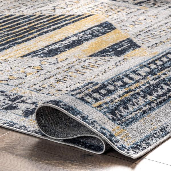 Nuloom Sarai Machine Washable Distressed Diamond Area Rug Light Grey