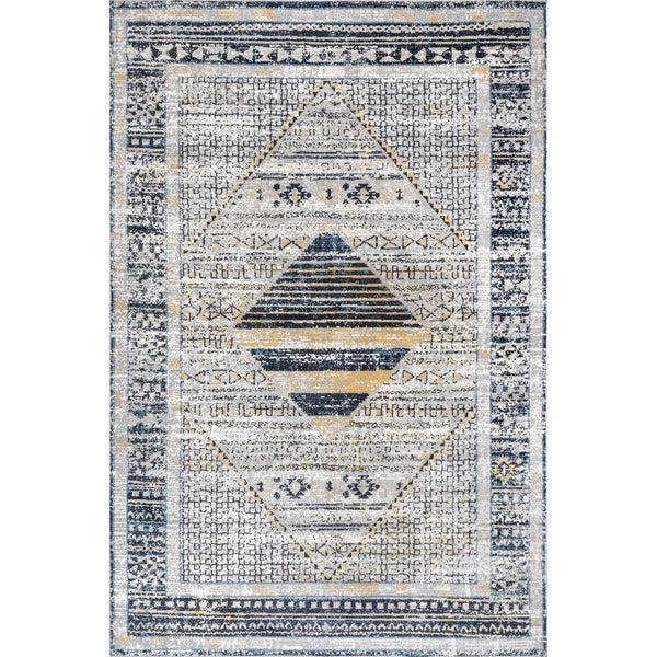 nuloom Sarai Machine Washable Distressed Diamond Area Rug Light Grey