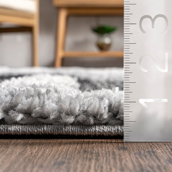 Nuloom Saveah High Low Soft Shaggy Moroccan Diamond Tassel Area Rug Gray