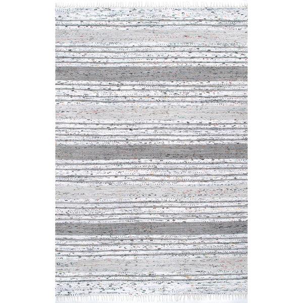 nuloom Seraphina Mottled Stipe Cotton Tassel Area Rug Grey