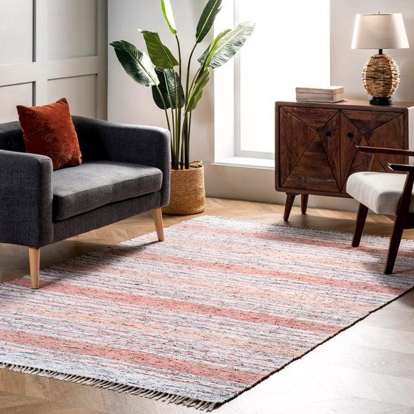 Nuloom Seraphina Mottled Stipe Cotton Tassel Area Rug Grey