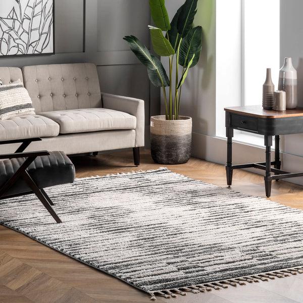 Nuloom Seren Plush Faded Abstract Tassel Area Rug Beige