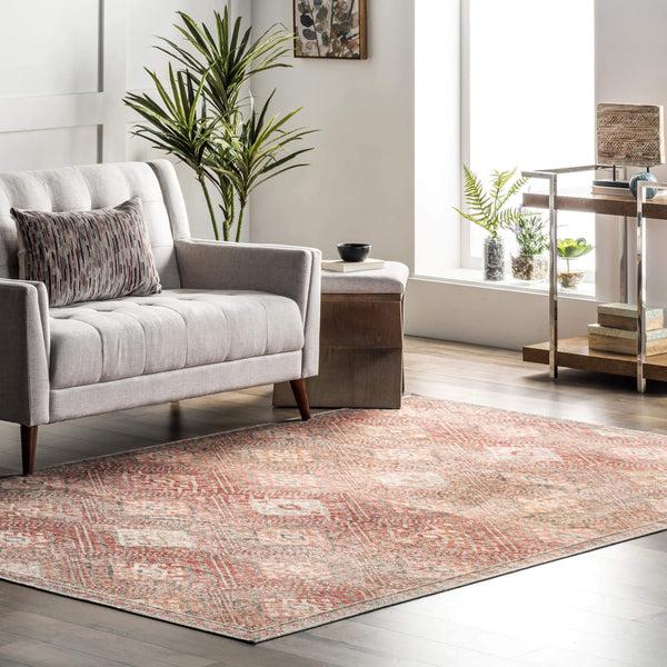 Nuloom Serenity Machine Washable Diamond Trellis Area Rug Peach